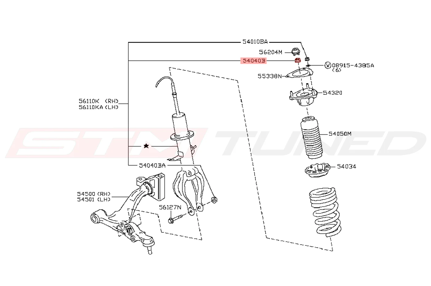 Nissan OEM Strut Mount Center Nut for R35 GTR (01223-00301) - Image 2
