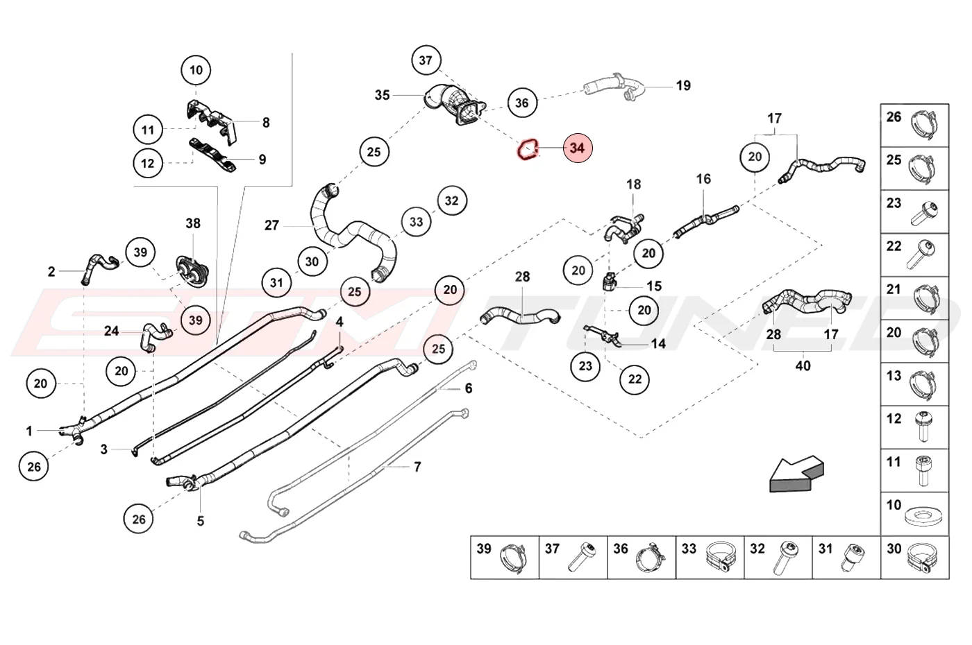 Audi OEM Water Pipe Gasket for R8 Huracan Gallardo (07L103121R) - Image 4