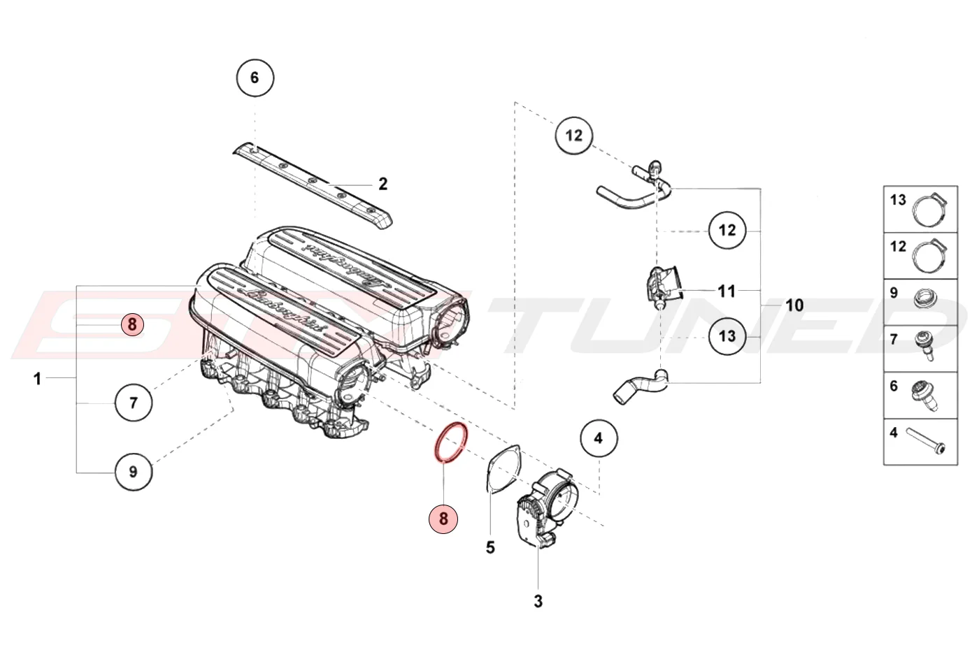Audi OEM Throttle Body Seal for R8 Huracan Gallardo (07L133073F) - Image 3