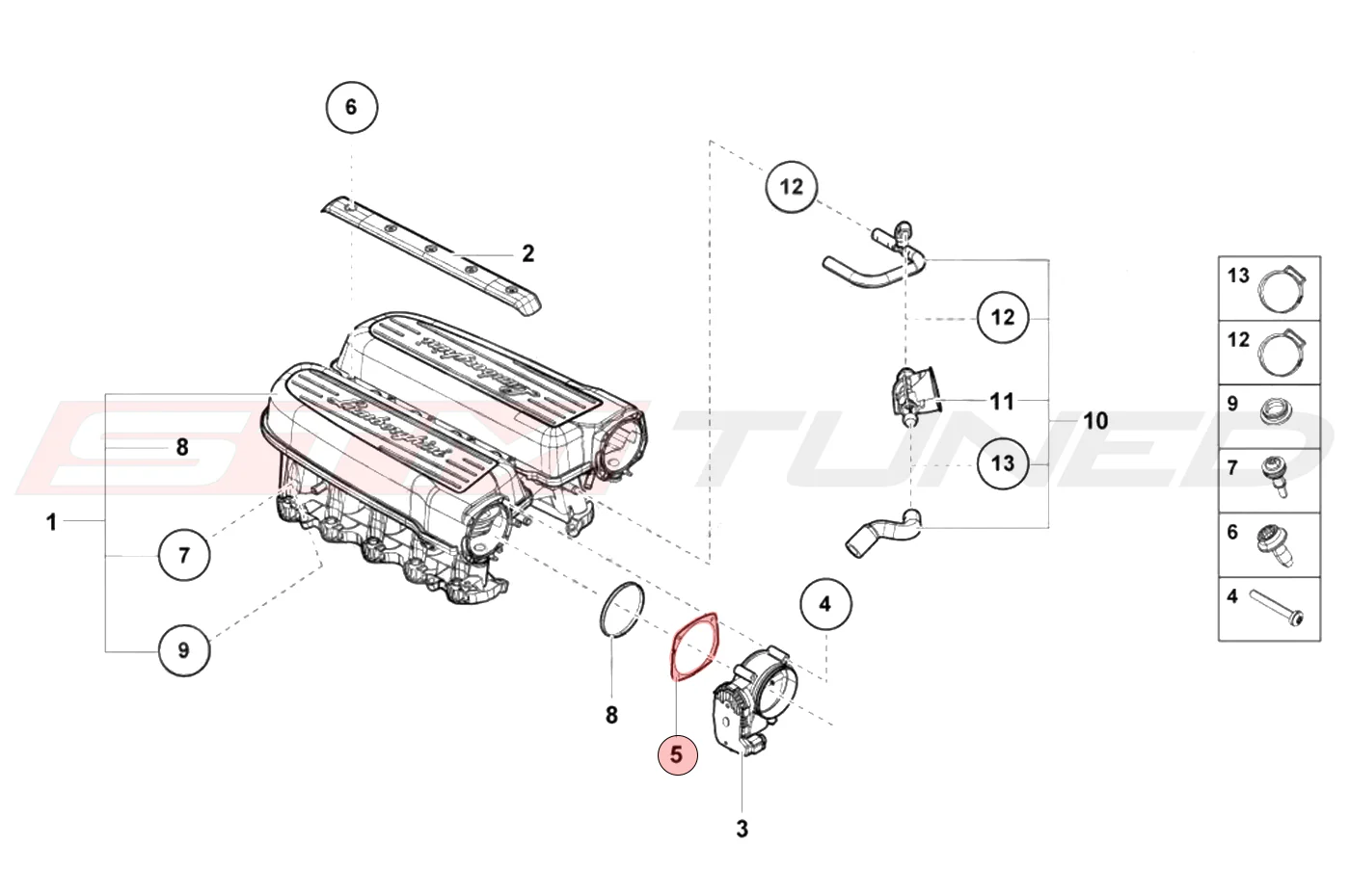 Audi OEM Throttle Body Gasket for R8 Huracan Gallardo (07L133920D) - Image 4