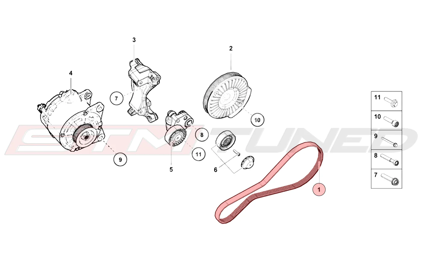 Audi OEM Serpentine Belt for R8 Huracan Gallardo (07L903137T) - Image 4