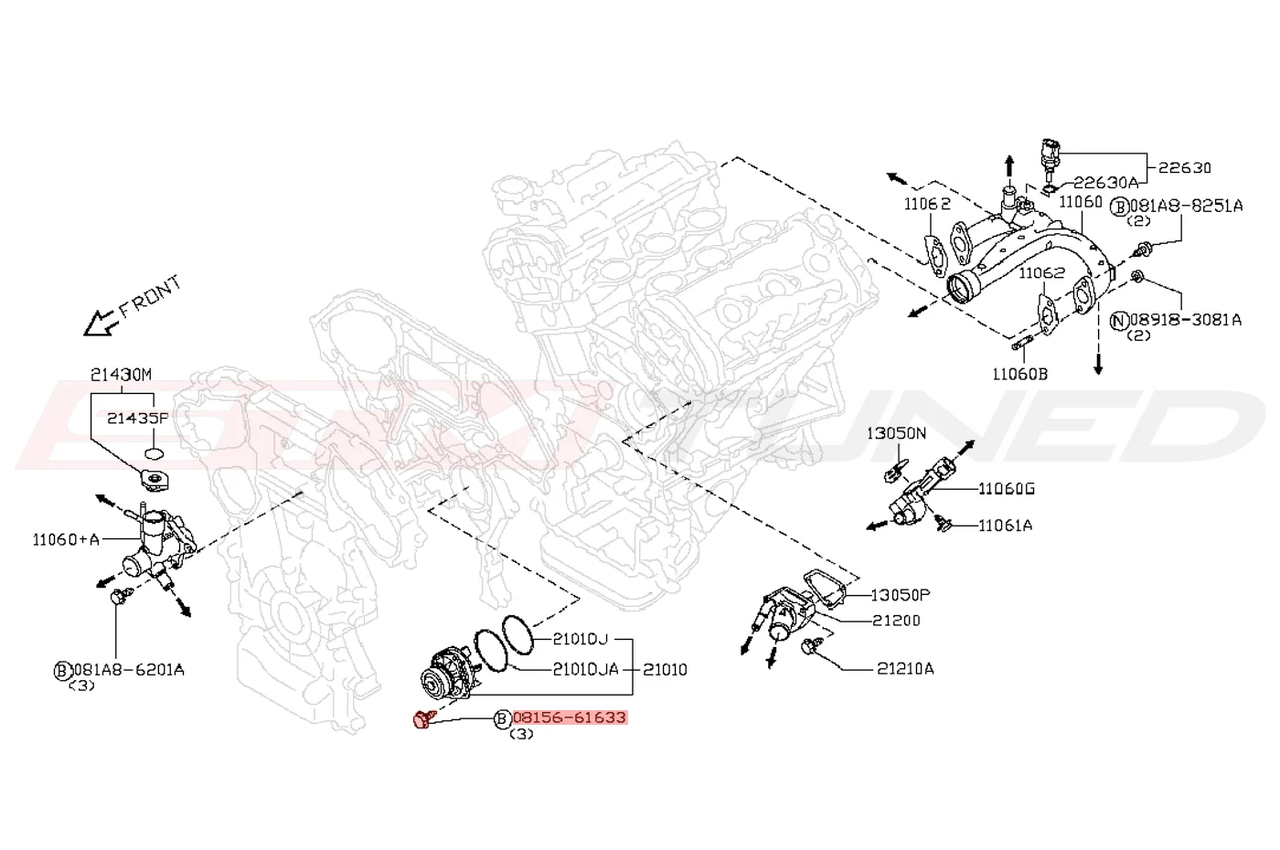 Nissan OEM Water Pump Bolt for R35 GTR (08156-61633) - Image 2