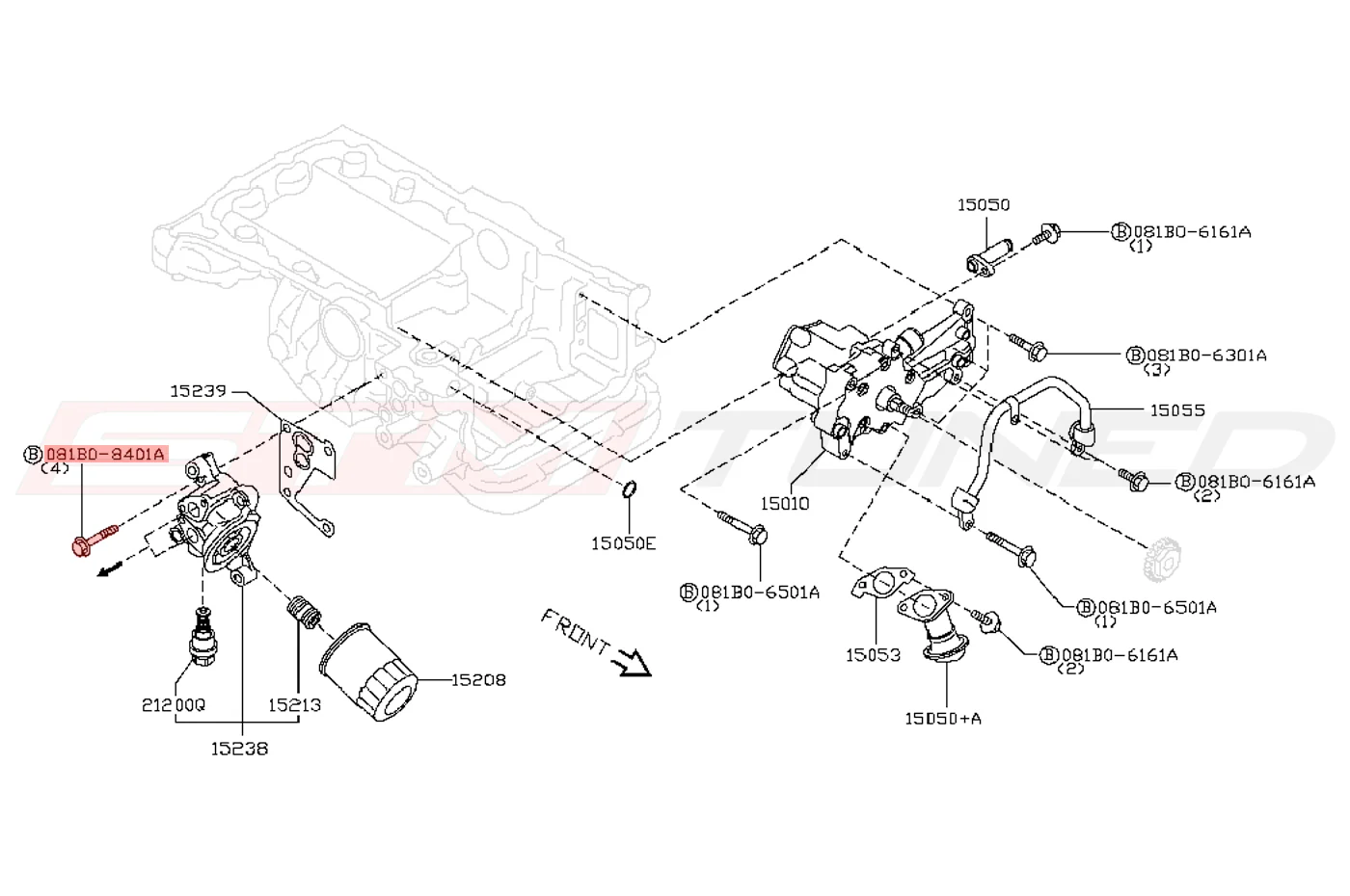 Nissan OEM Engine Oil Filter Housing Bolt for R35 GTR (081B0-8401A) - Image 2