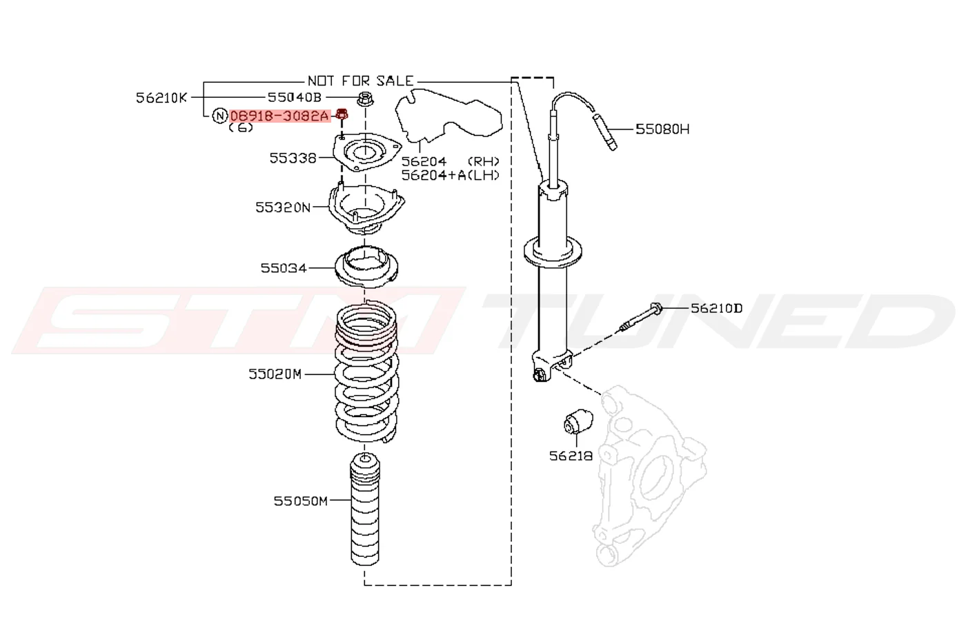 Nissan OEM Rear Strut Mount Nut for R35 GTR 370Z Z (08918-3082A) - Image 2