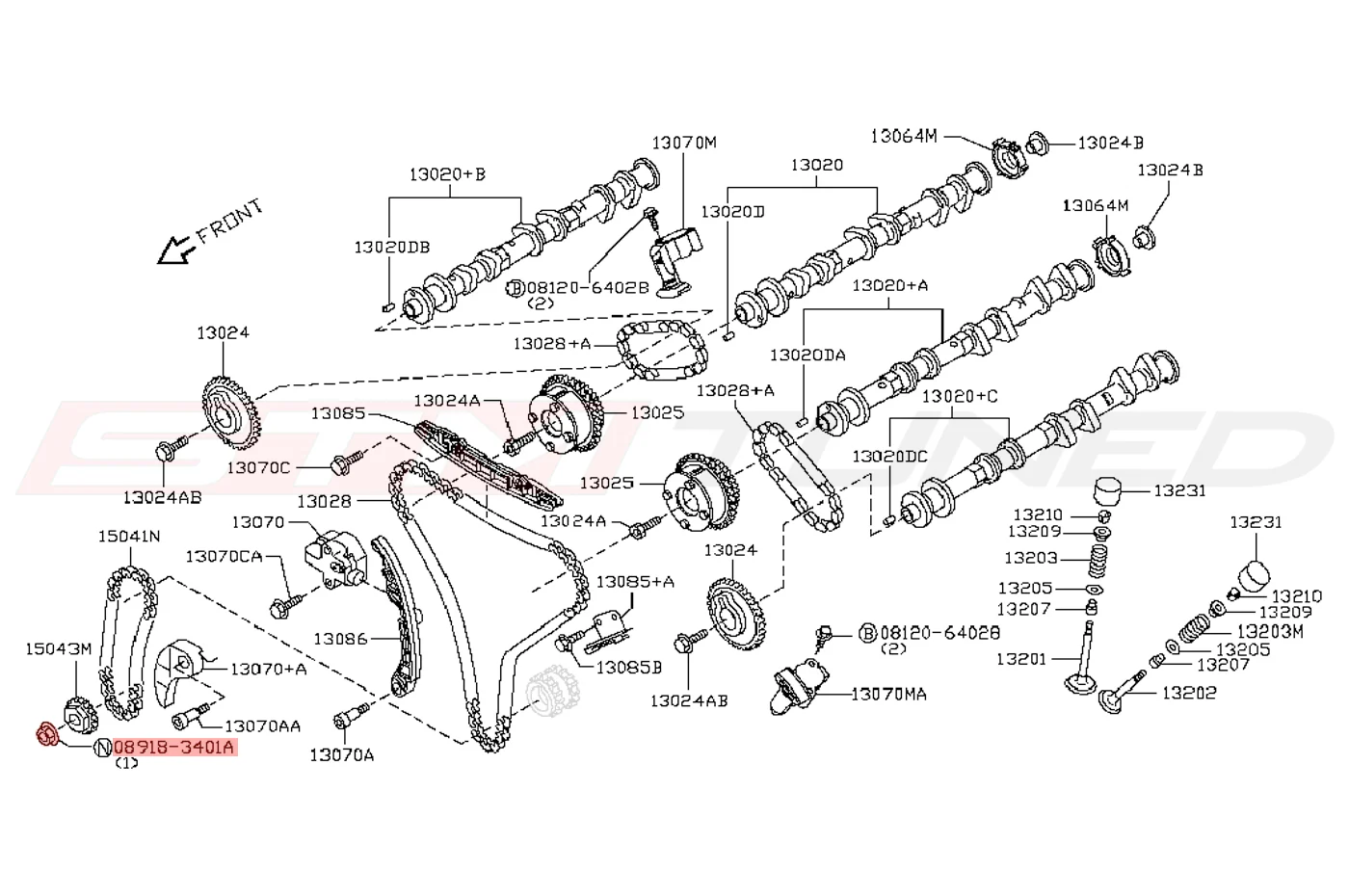 Nissan OEM Oil Pump Sprocket Nut for R35 GTR (08918-3401A) - Image 2