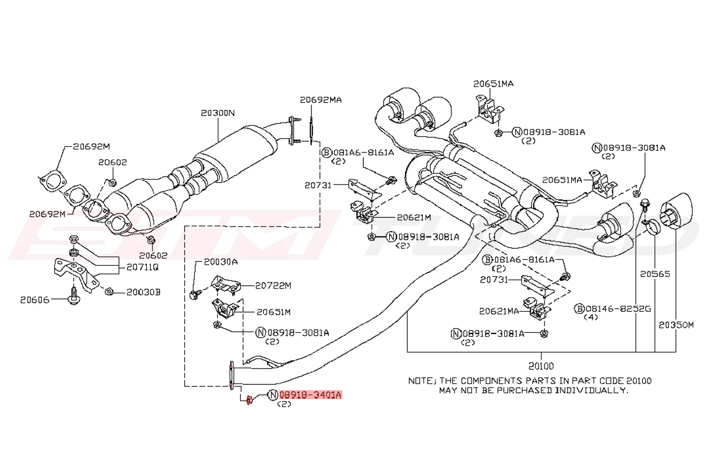 Nissan OEM Y-Pipe to Exhaust Nut for R35 GTR (08918-3401A) - Image 2
