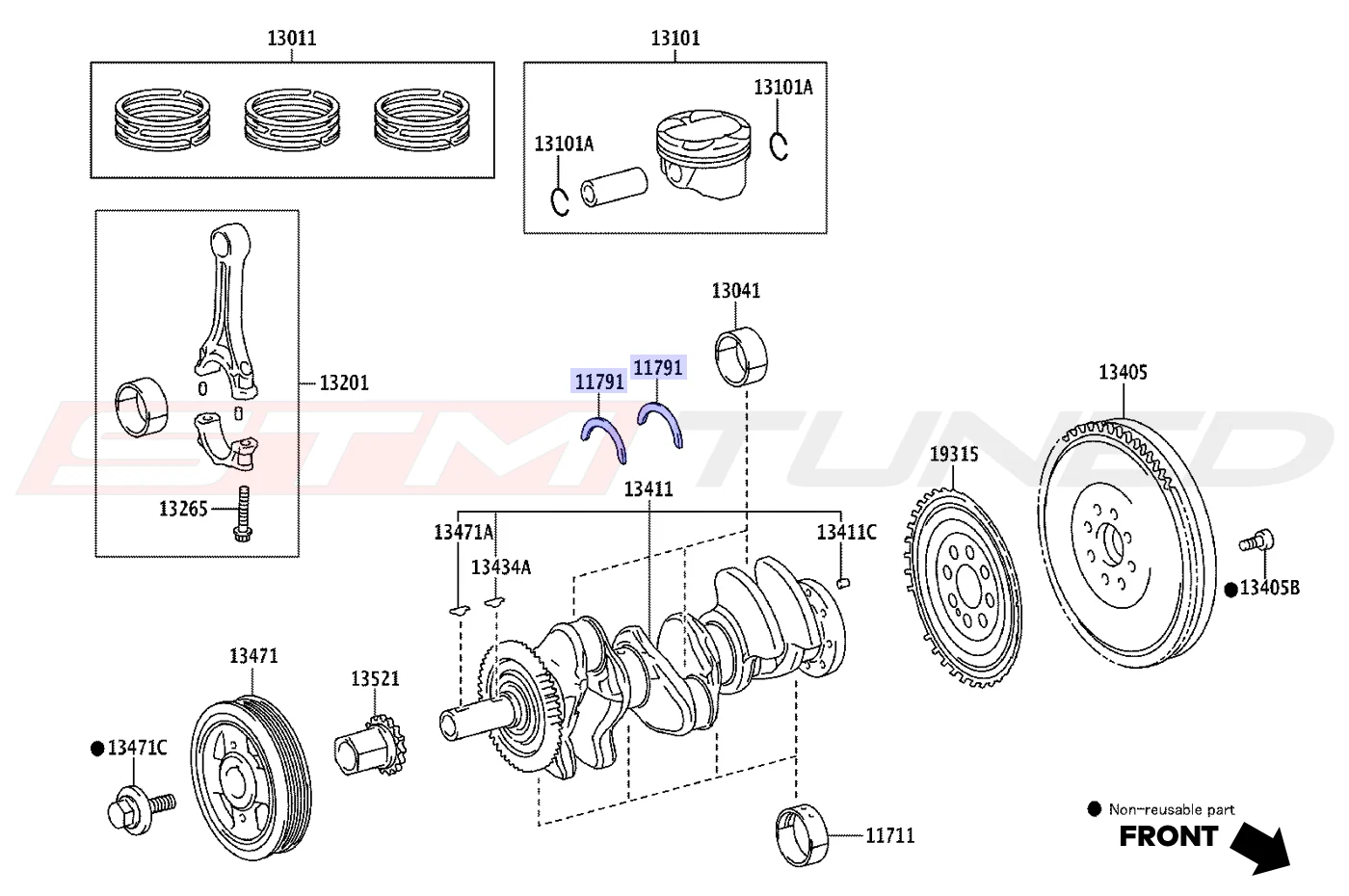 Toyota OEM Crankshaft Thrust Bearing for GR Corolla (1179118010) - Image 2