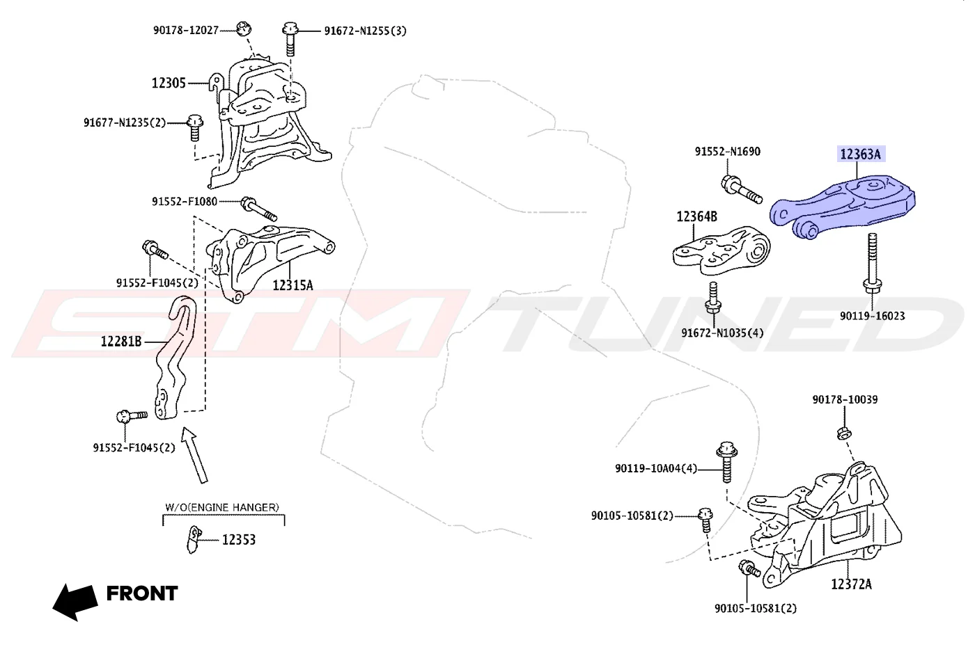 Toyota OEM Rear Engine Mount for GR Corolla (1236318010) - Image 2