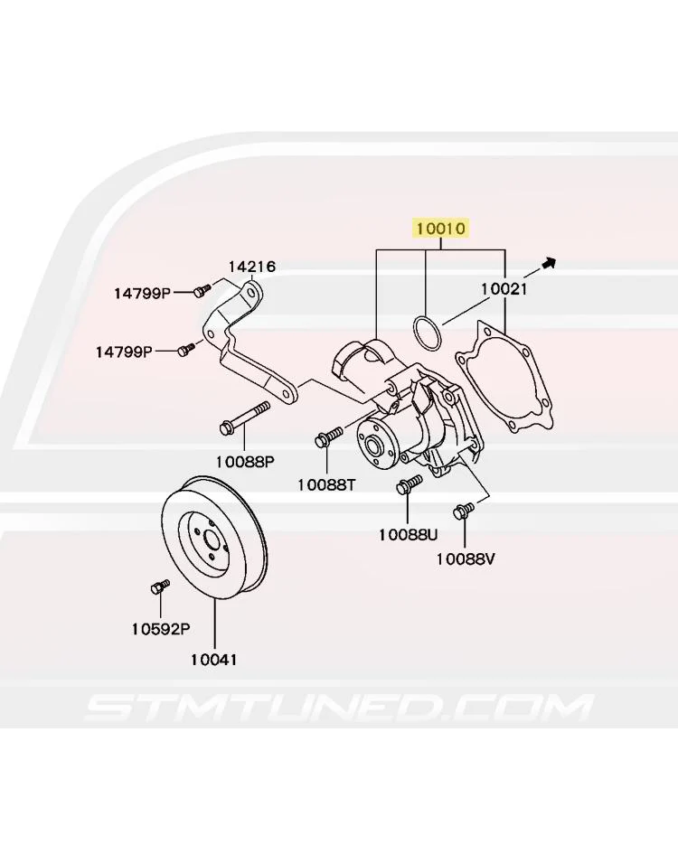 Mitsubishi OEM Water Pump for Evo 4-7 (1300A069) *Discontinued* - Image 4