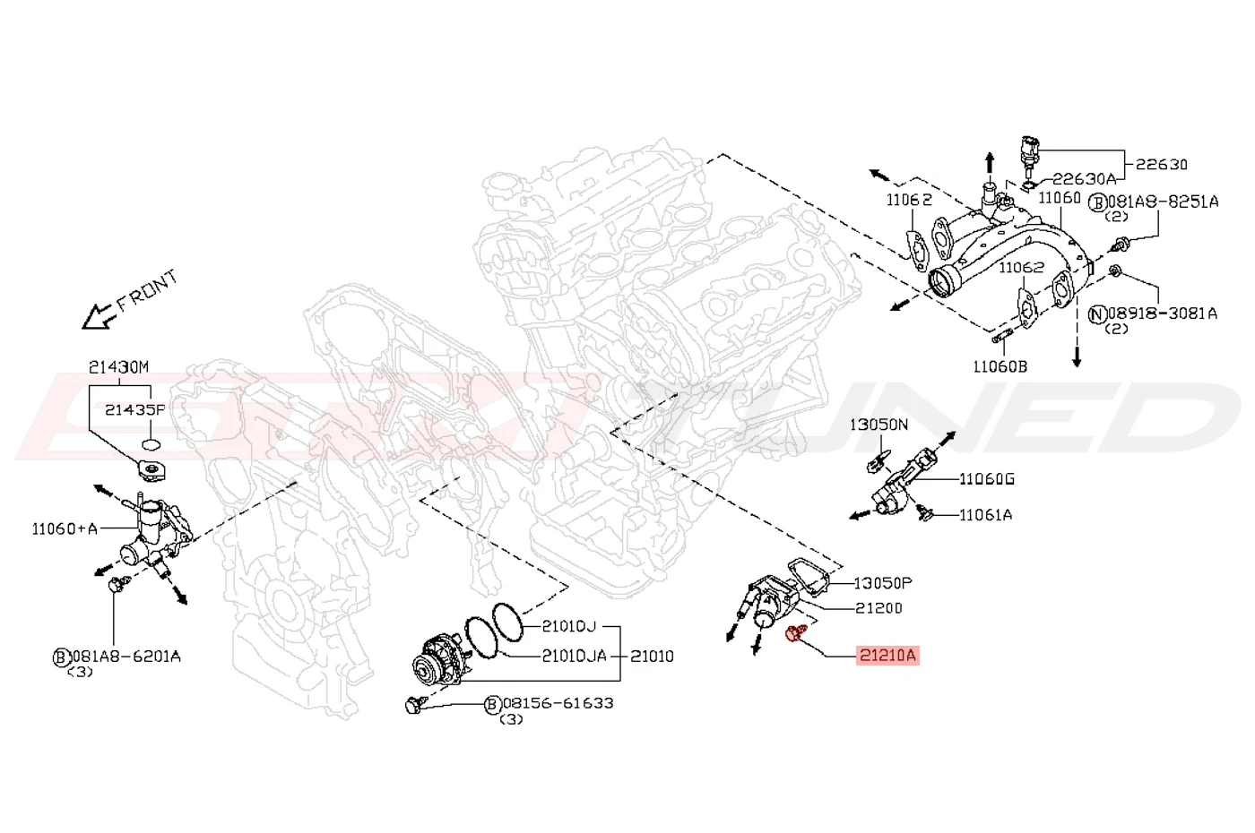 Nissan OEM Thermostat Housing Bolt for R35 GTR (13075-4W01A) - Image 2