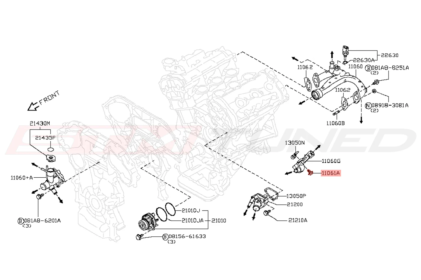 Nissan OEM Water Connector Bolt for R35 GTR (13075-JK20C) - Image 2