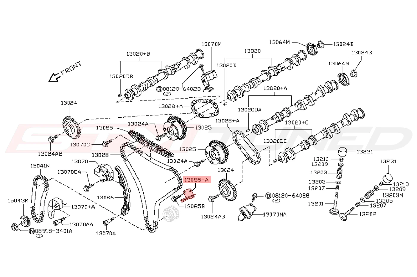 Nissan OEM Timing Chain Guide Tension Side for R35 GTR (13085-EY00A) - Image 2