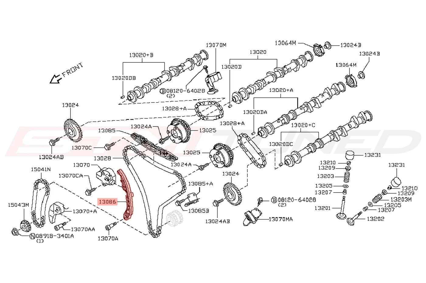 Nissan OEM Timing Chain Guide Slack Side for R35 GTR (13091-JK20A) - Image 4