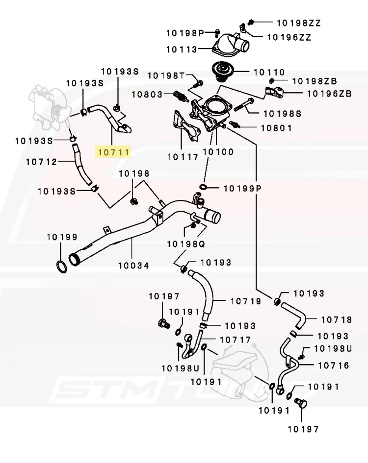 Mitsubishi OEM Throttle Body Coolant Feed Line for Evo 9 (1310A087) - Image 2