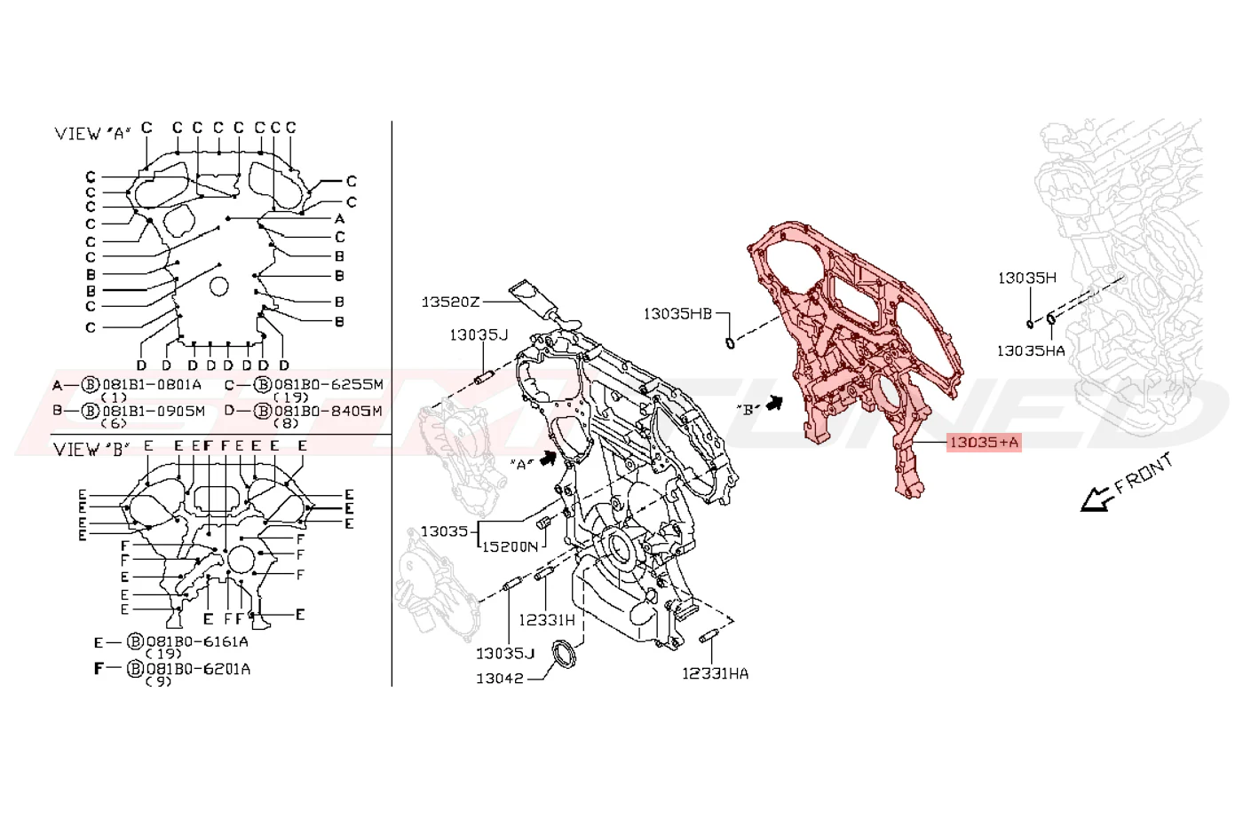 Nissan OEM Inner Timing Cover for R35 GTR (13500-JF01A) - Image 2
