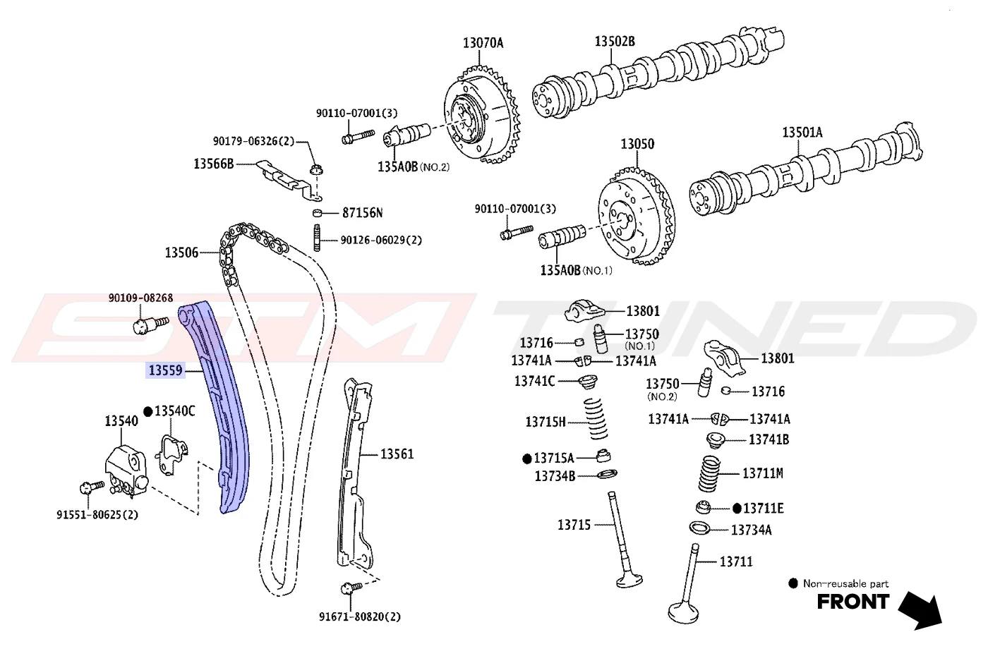 Toyota OEM Timing Chain Guide for GR Corolla (1355918010) - Image 2