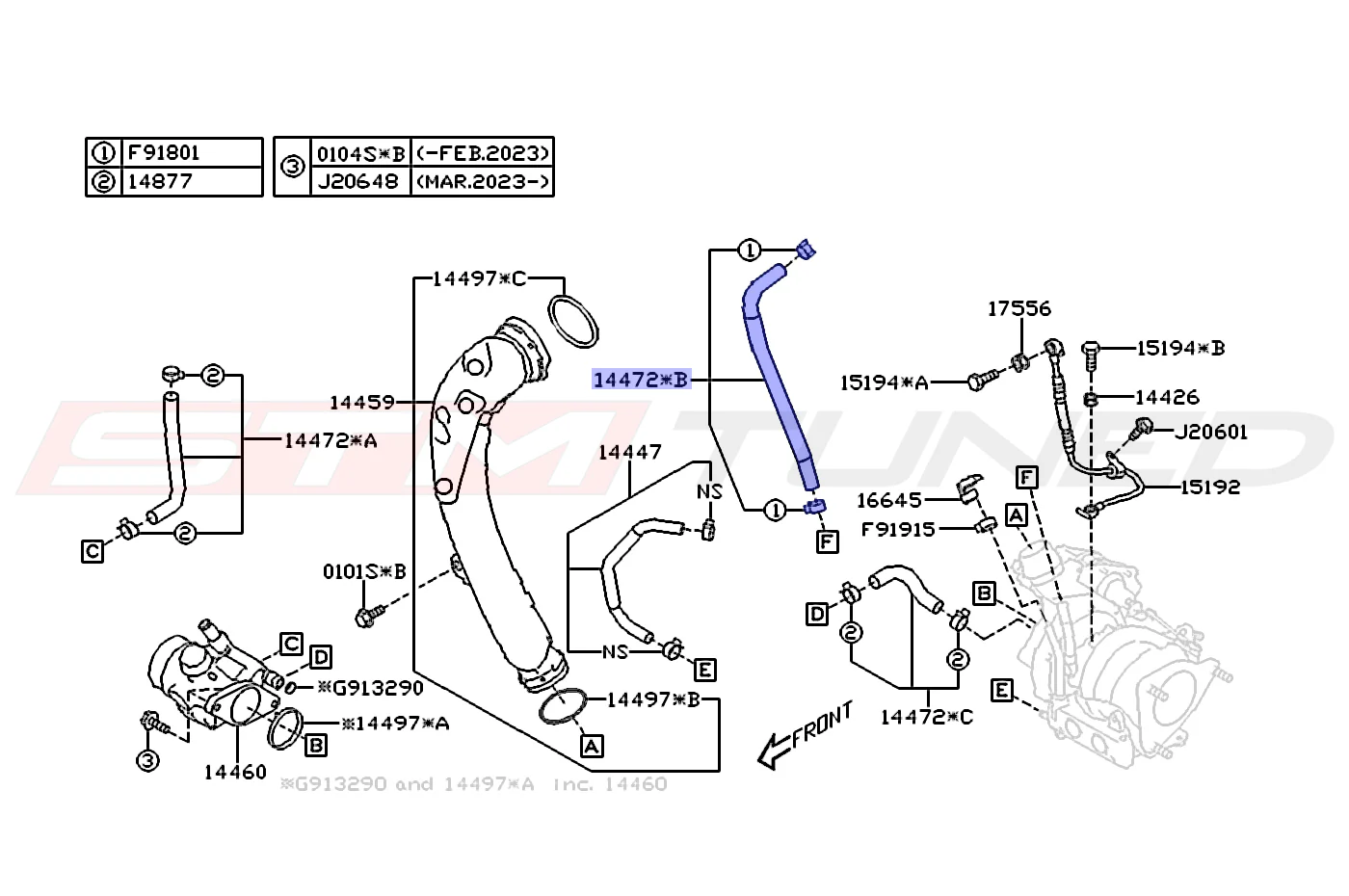 Subaru OEM Turbo Water Line for 2022+ WRX (14472AB000) - Image 2