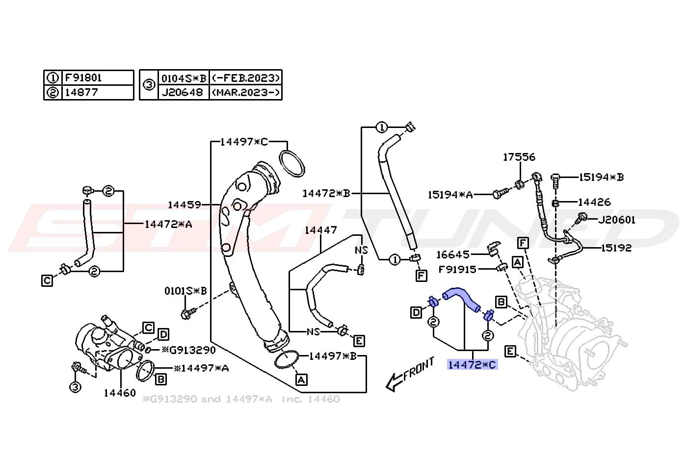 Subaru OEM Turbo Water Line for 2022+ WRX (14472AB010) - Image 2
