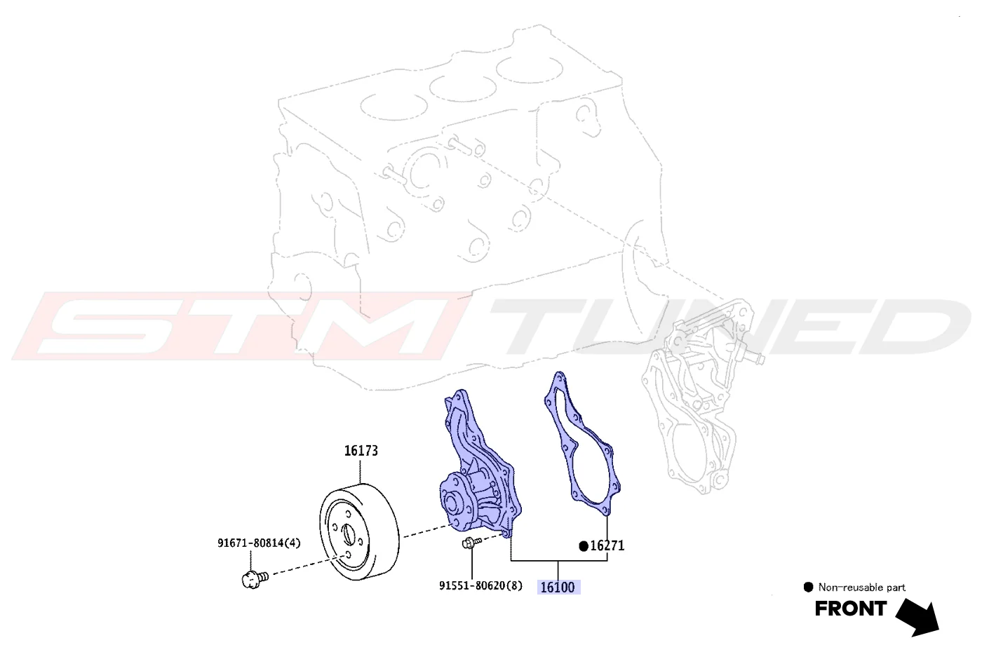 Toyota OEM Water Pump for GR Corolla (1610019385) - Image 2