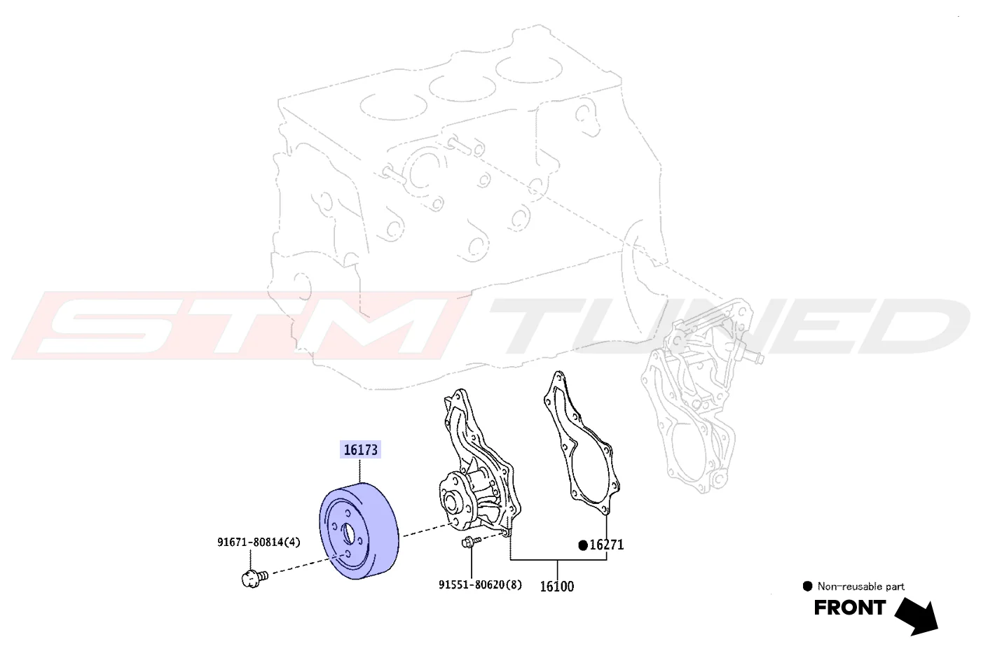 Toyota OEM Water Pump Pulley for GR Corolla (1617318010) - Image 2