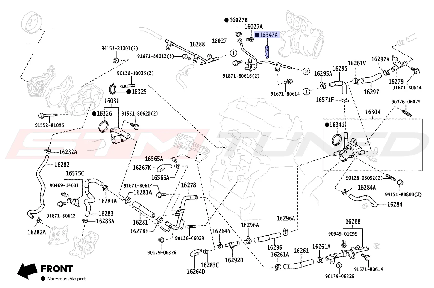 Toyota OEM Turbo Water Pipe Gasket for GR Corolla (1634718010) - Image 3