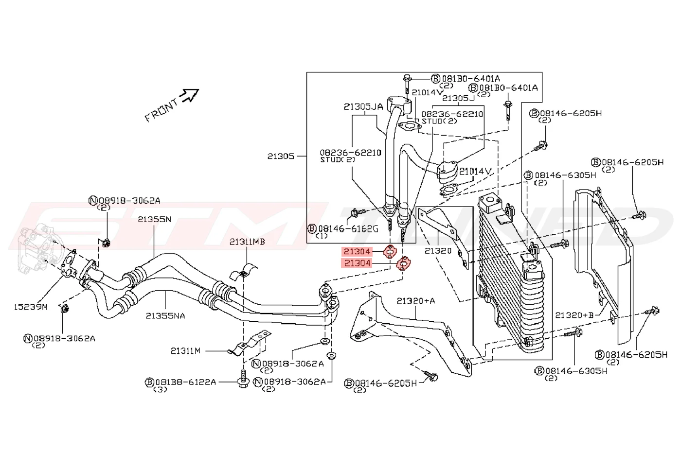 Nissan OEM Oil Cooler Line Gasket for R35 GTR (21304-JF00A) - Image 2
