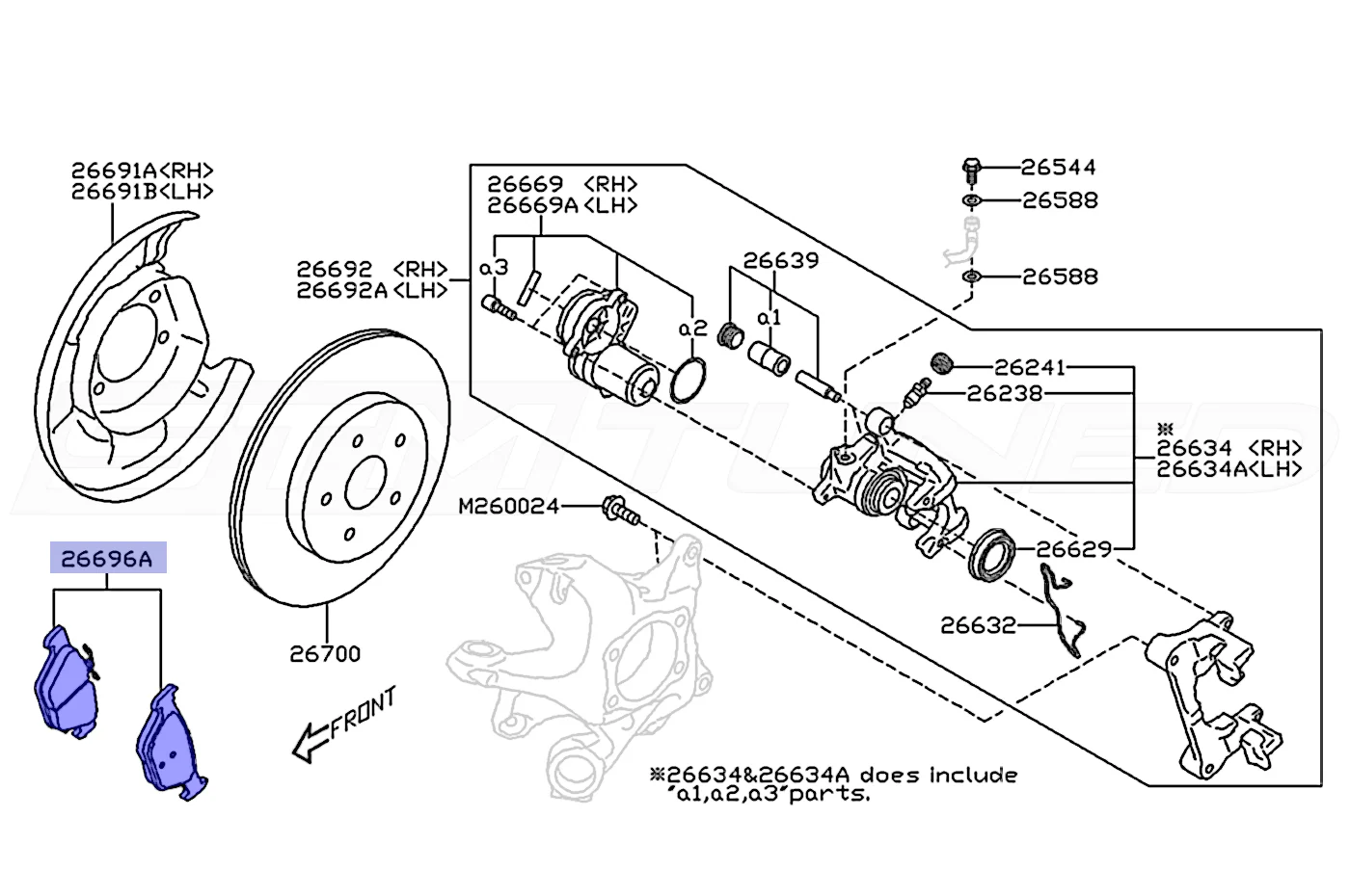 Subaru OEM Rear Brake Pads for 2022+ WRX Manual (26696CC000) - Image 2