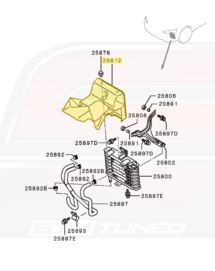 Mitsubishi OEM SST Trans Oil Cooler Duct for Evo X MR (2920A193) - Image 4