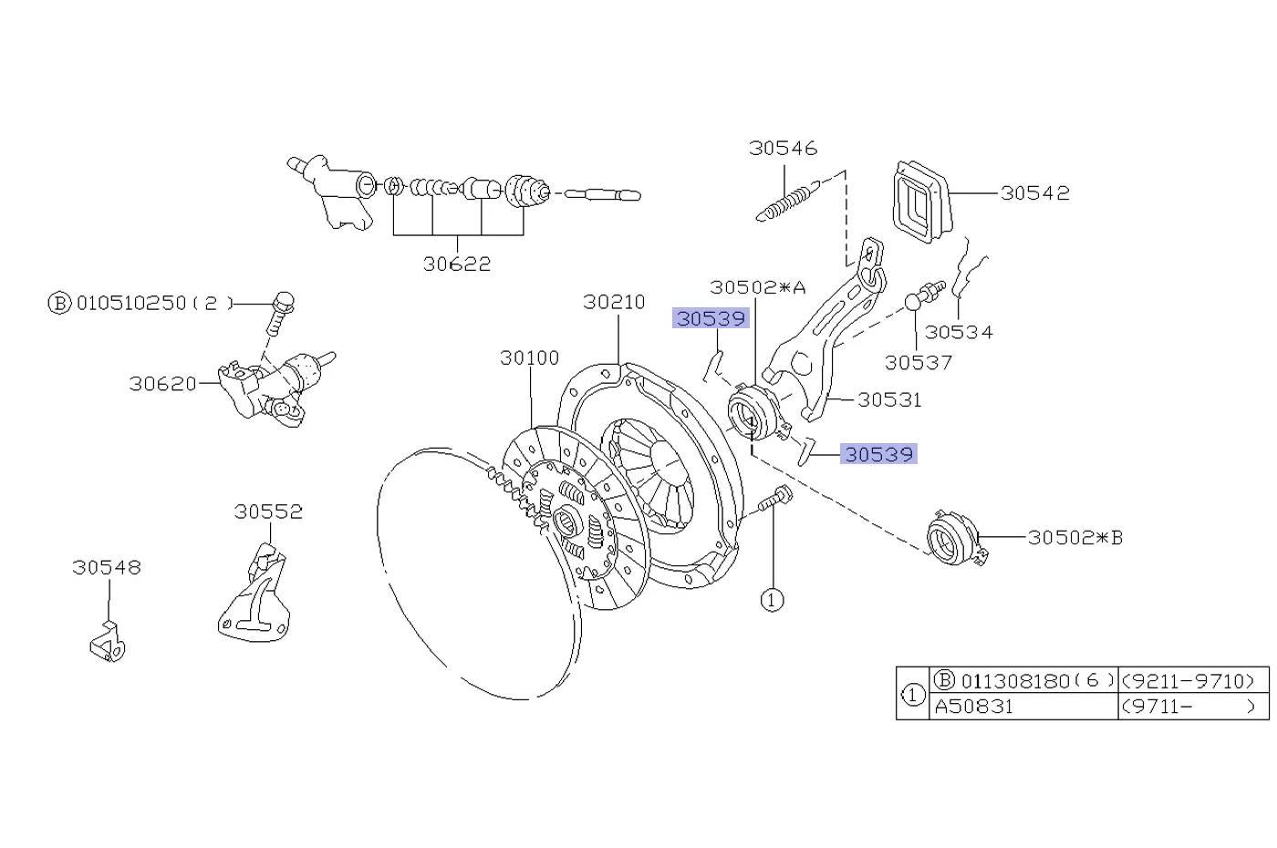 Subaru OEM Throw Out Bearing TOB Clip (30539AA000) - Image 3