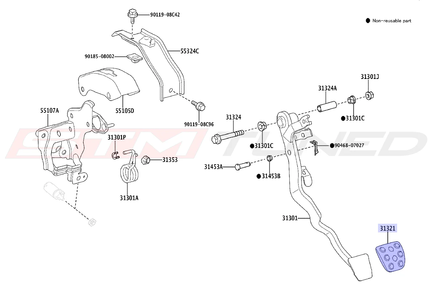 Toyota OEM Clutch Pedal Pad for GR Corolla (3132110050) - Image 2