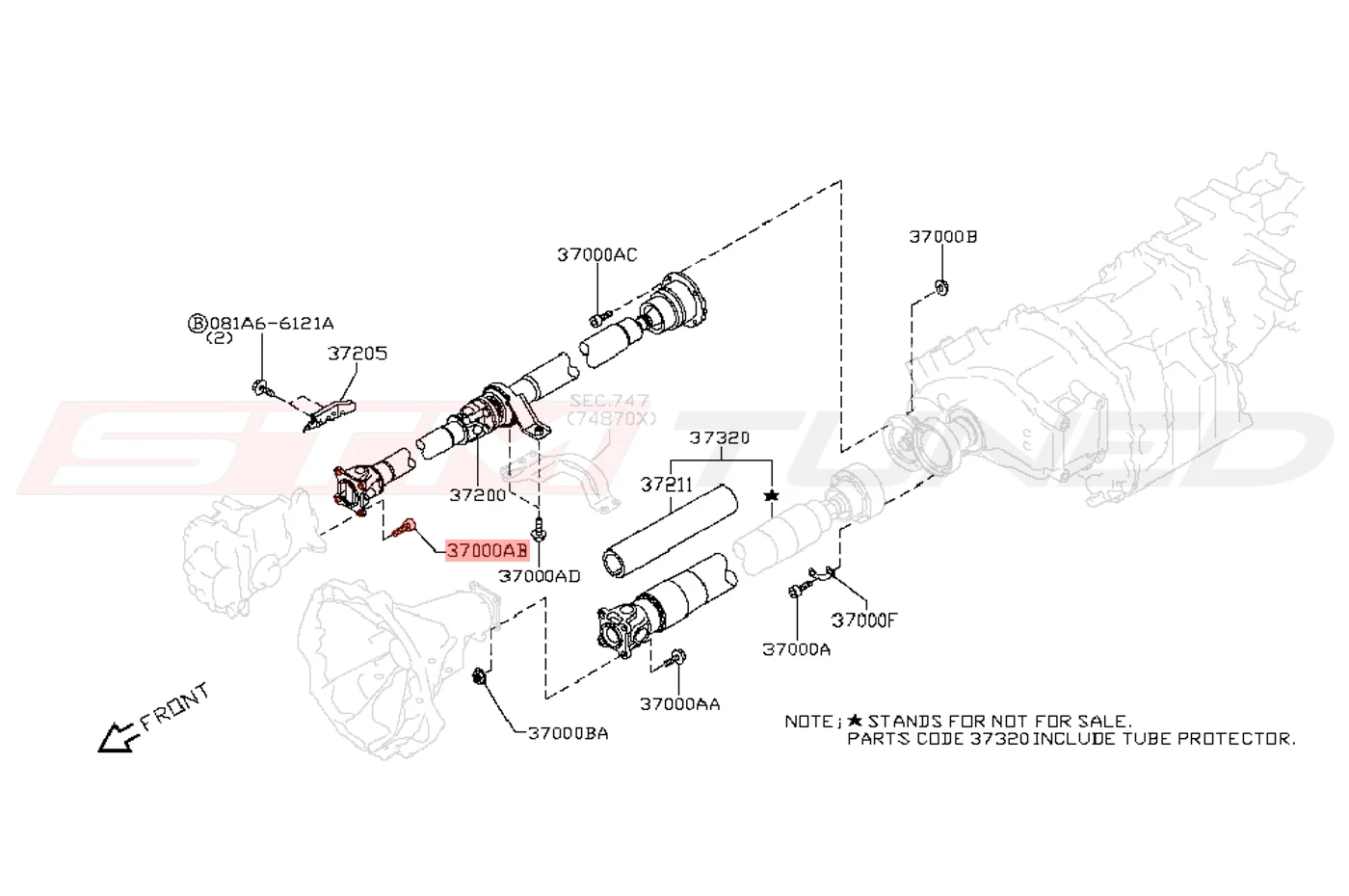 Nissan OEM Driveshaft to Front Diff Bolt for R35 GTR (37120-CG10A) - Image 2