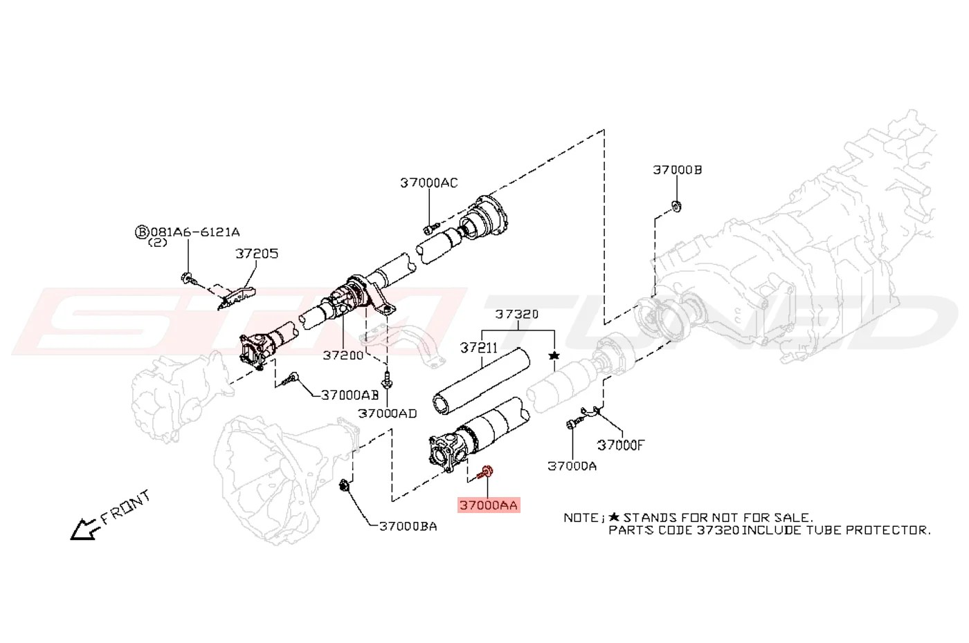 Nissan OEM Rear Driveshaft to Bell Housing Bolt for R35 GTR (37120-JD00B) - Image 2