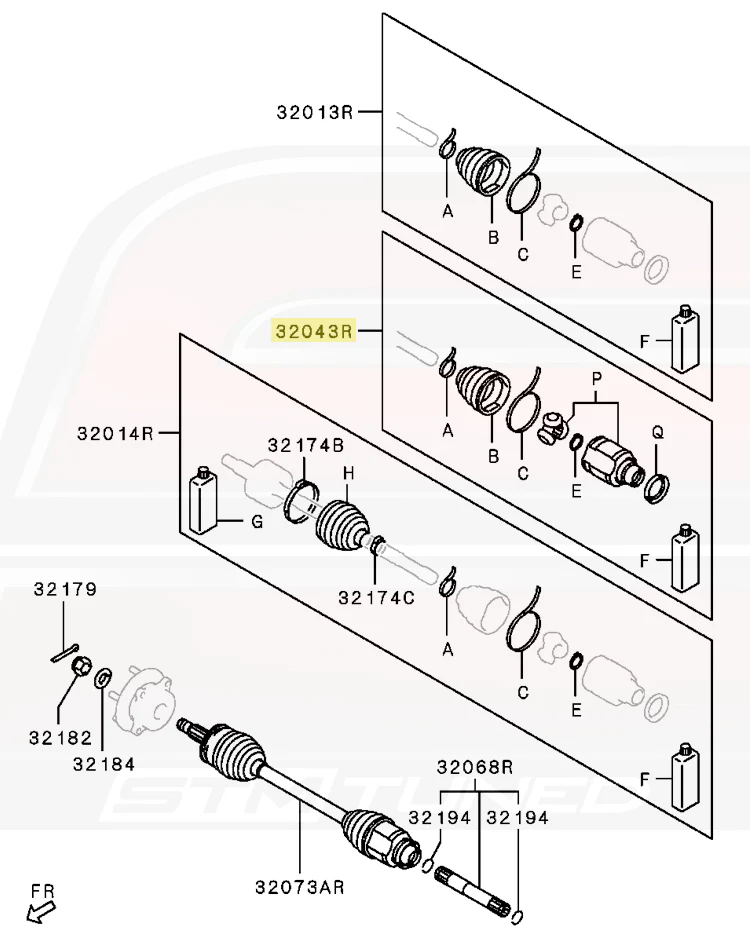 Mitsubishi OEM Front Axle Shaft Inner Joint Kit for Evo X (3817A154) - Image 3