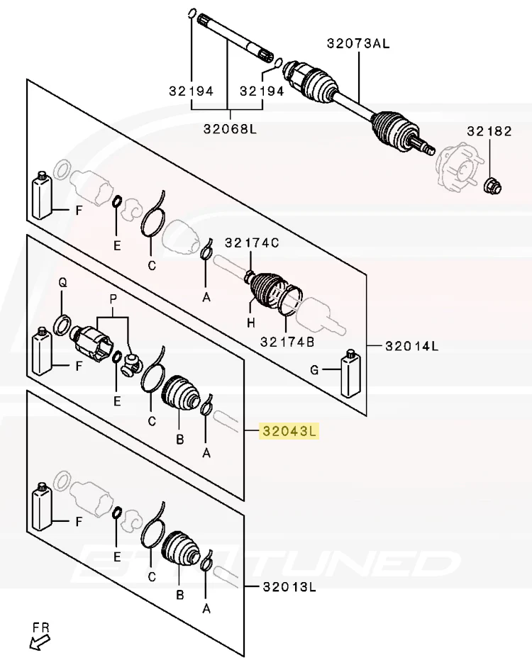 Mitsubishi OEM Front Axle Shaft Inner Joint Kit for Evo X (3817A154) - Image 4