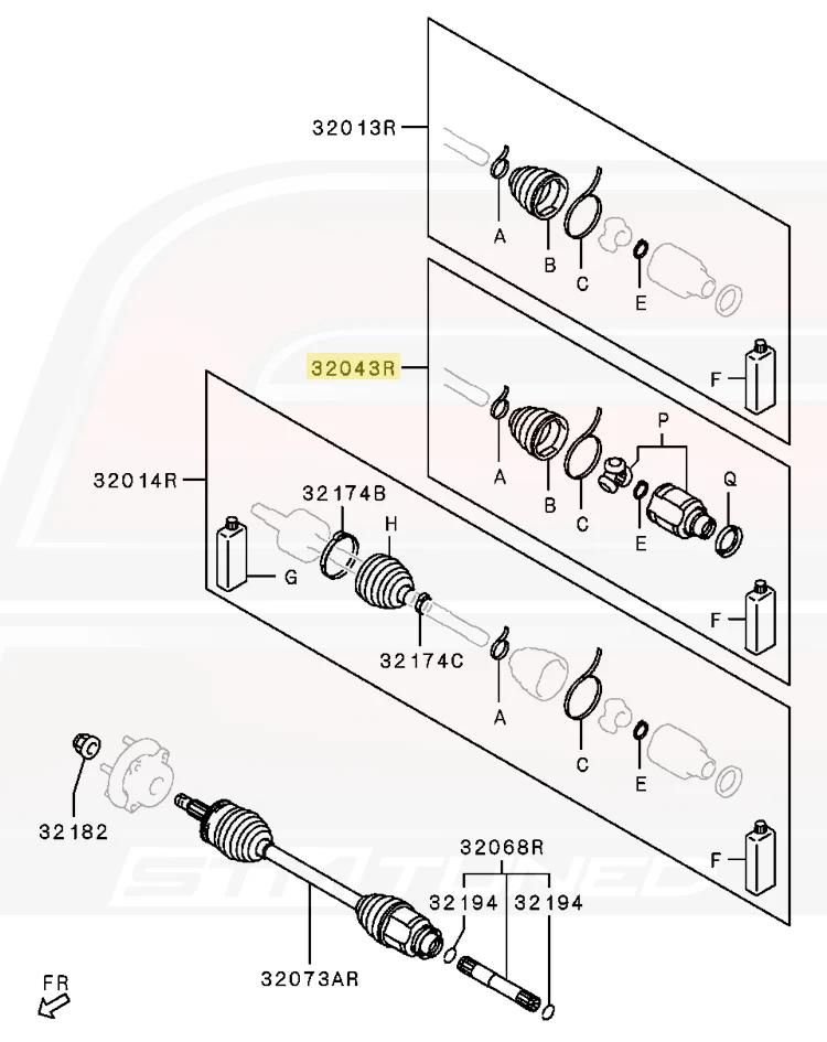 Mitsubishi OEM Front Axle Shaft Inner Joint Kit for Evo X (3817A154) - Image 5