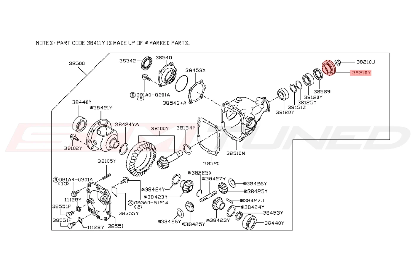 Nissan OEM Front Diff Companion Flange for R35 GTR (38210-JF10A) - Image 2