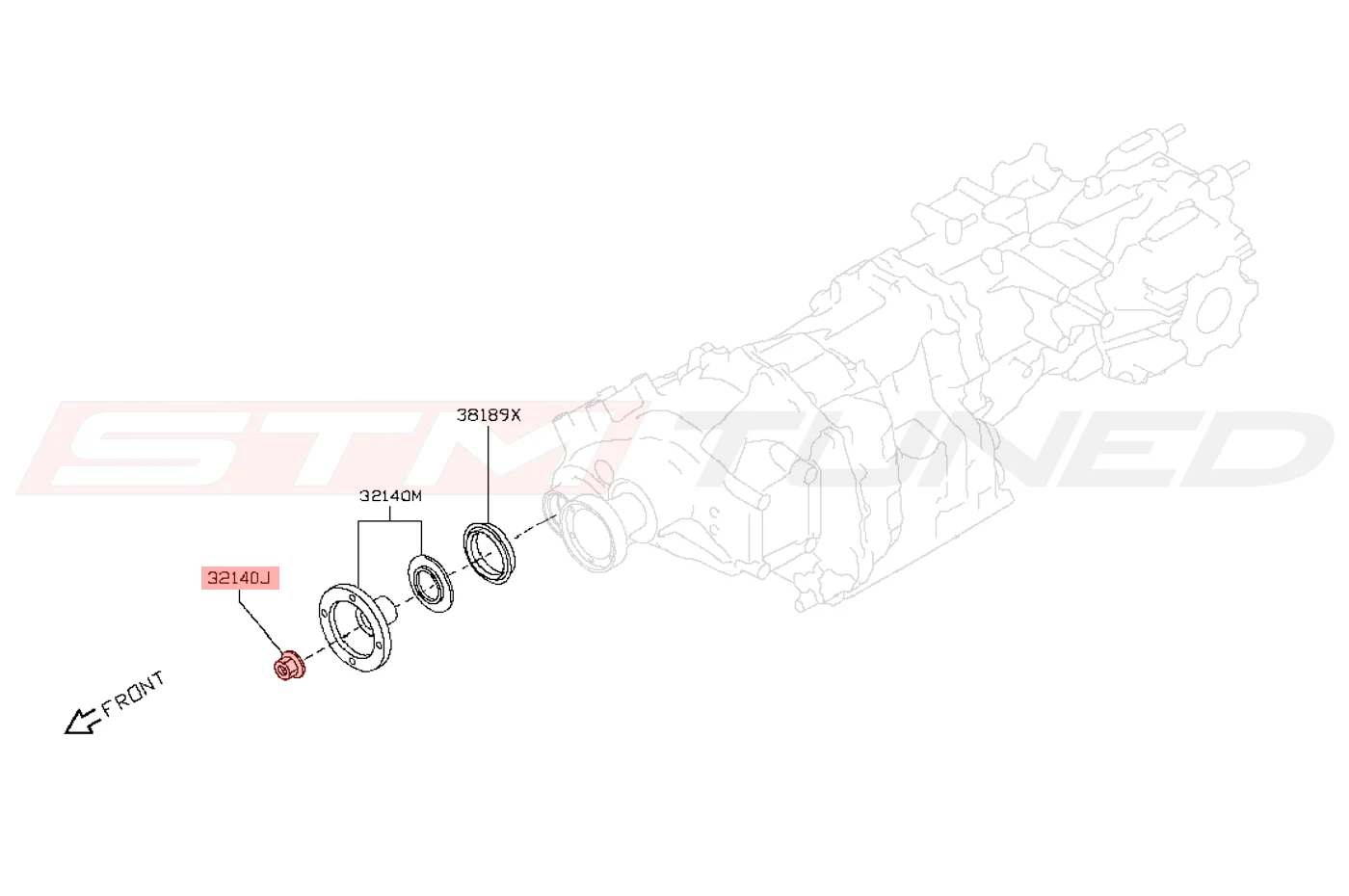Nissan OEM Transfer Case Output Flange Nut for R35 GTR (38216-U301A) - Image 2