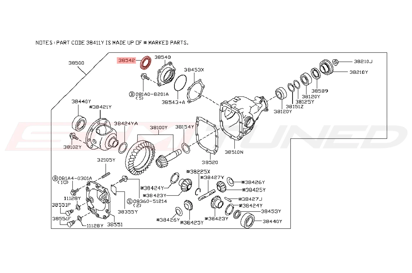 Nissan OEM Front Diff Right Axle Seal for R35 GTR (38342-03V01) - Image 2