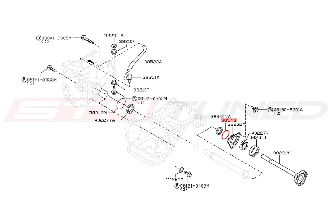 Nissan OEM Front Diff Side Shaft Oring for R35 GTR (38343-0P001) - Image 2