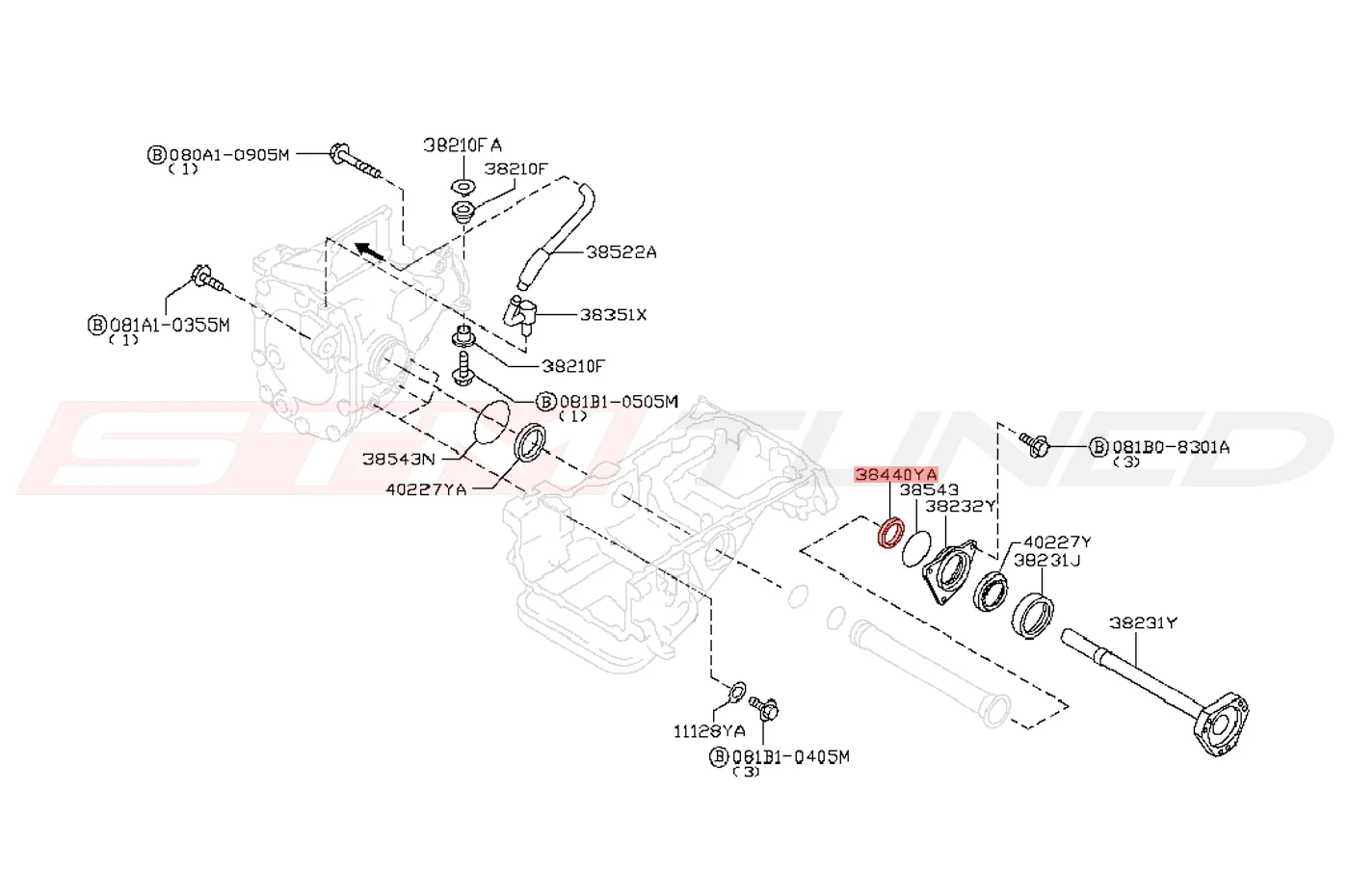Nissan OEM Front Diff Side Shaft Bearing for R35 GTR (38440-03V10) - Image 2