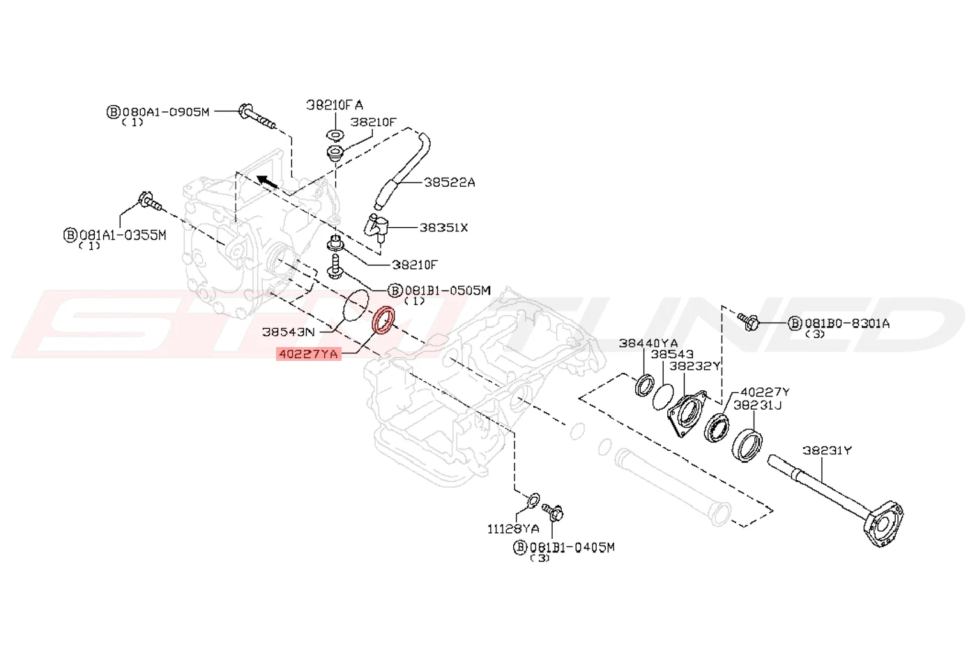 Nissan OEM Front Diff Side Shaft Inner LH Axle Seal for R35 GTR (40227-0P001) - Image 2