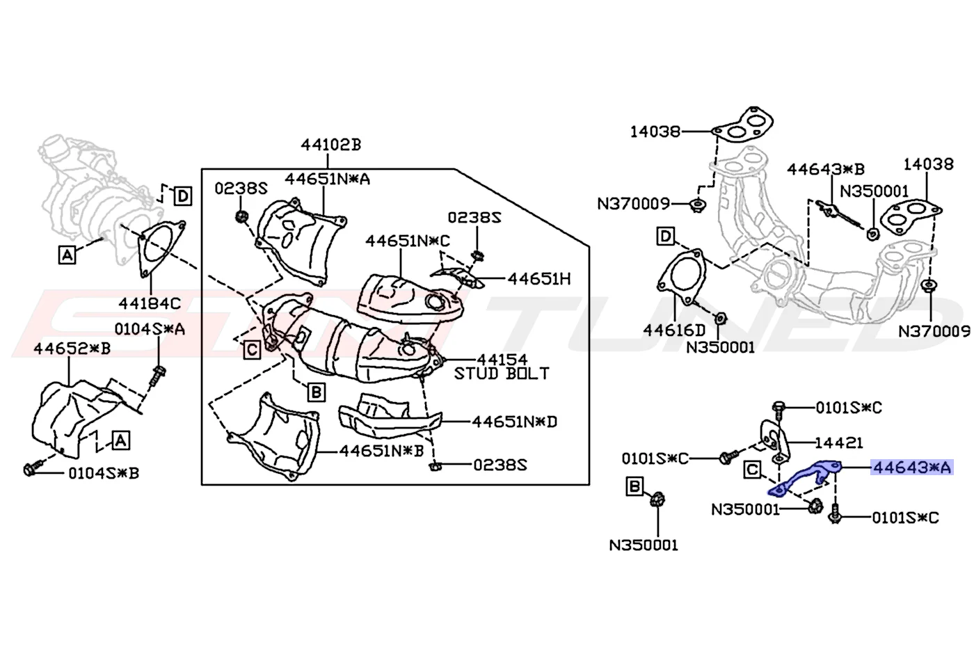 Subaru OEM Turbo/Cat Bracket for 2022+ WRX (44643AA062) - Image 2