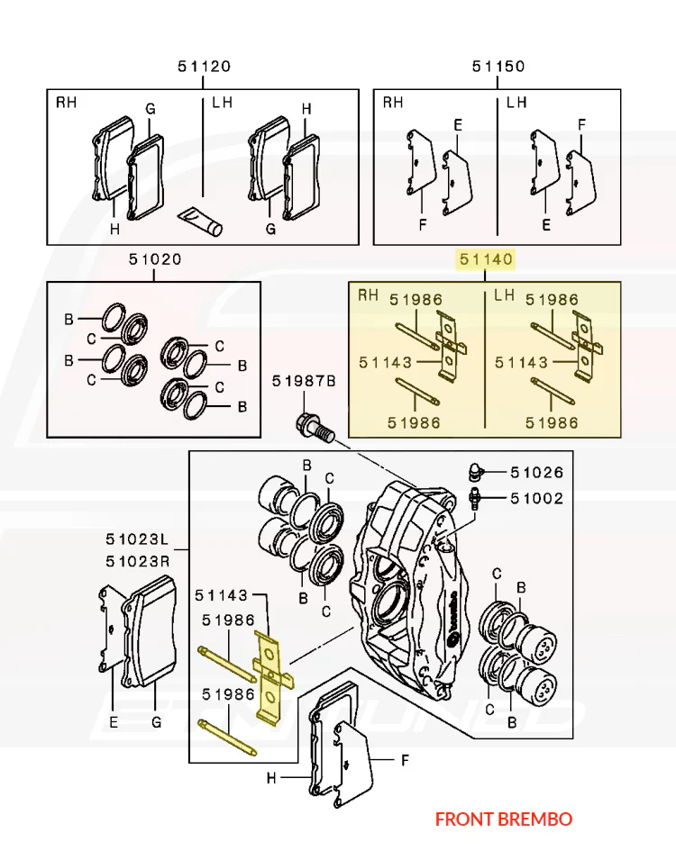 Mitsubishi OEM Brembo Caliper Hardware for Evo X - Image 4