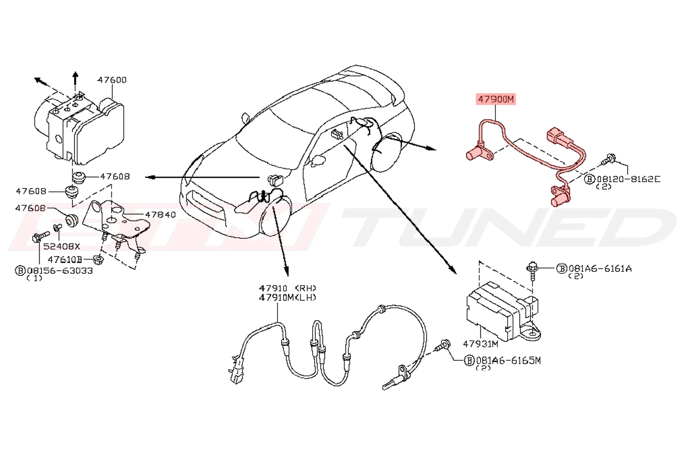 Nissan OEM Rear ABS Sensor for R35 GTR (47900-JF00A) - Image 2