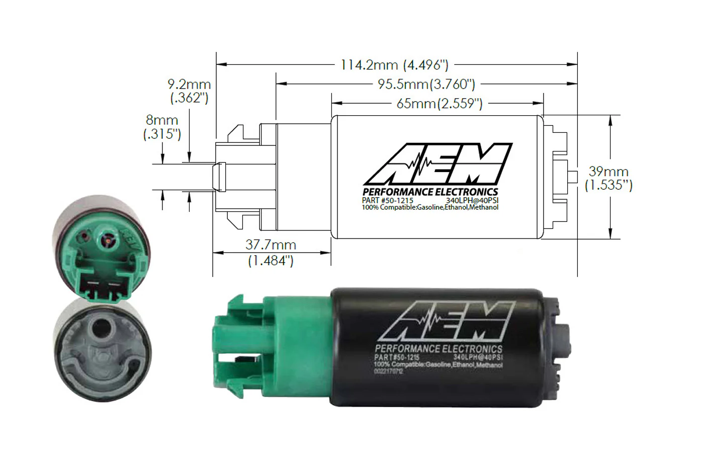 AEM 340lph E85 Fuel Pump for WRX STi GTR (50-1215) - Image 3