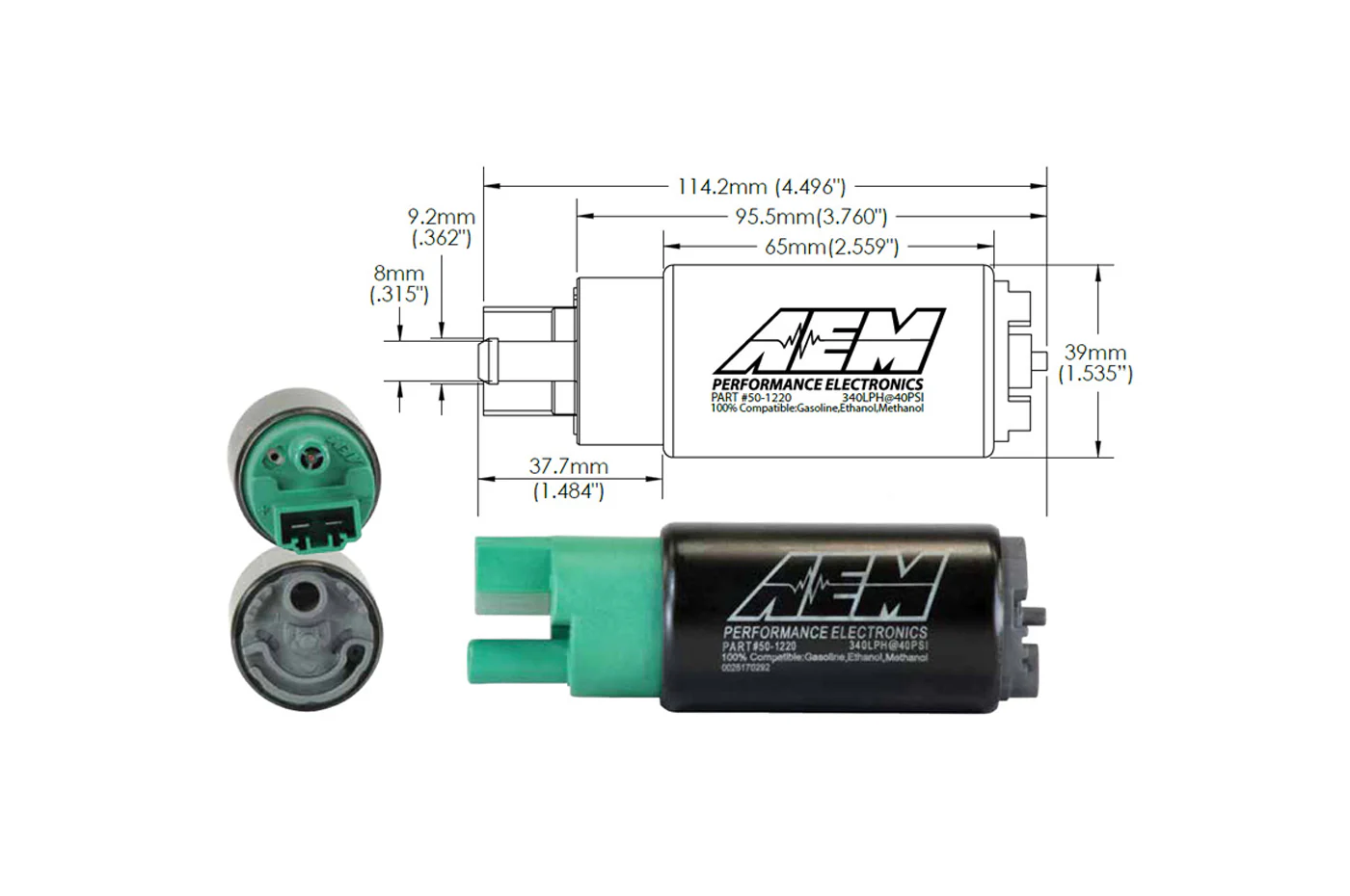 AEM 340lph E85 Fuel Pump for Evo X BRZ 15+WRX (50-1220) - Image 5