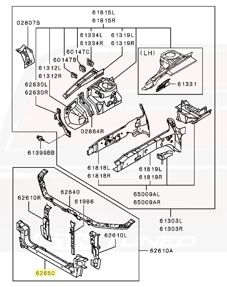 Mitsubishi OEM Radiator Core Support for Evo 7/8/9 (5211A062) - Image 4