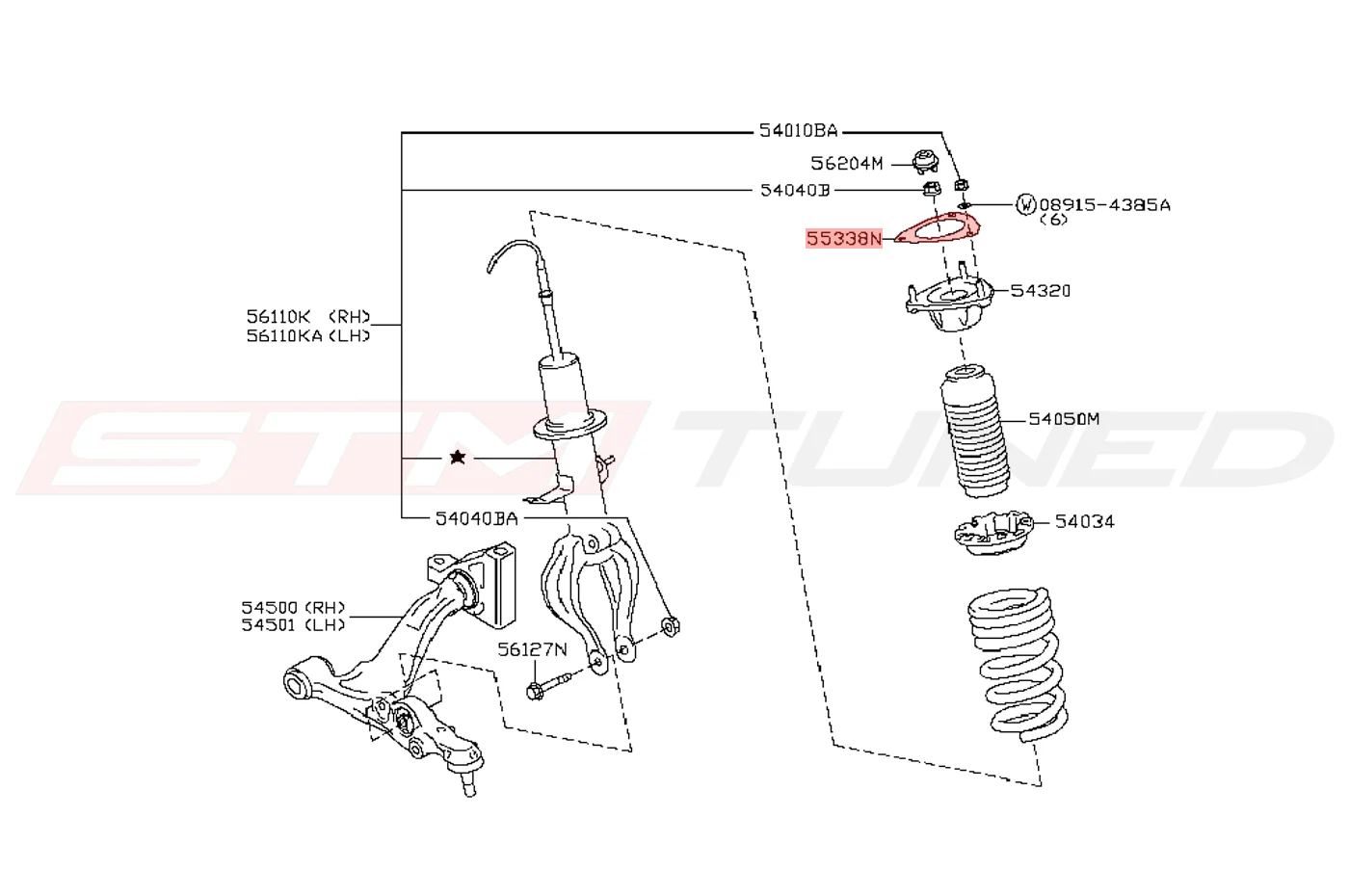 Nissan OEM Front Strut Mount Gasket for R35 GTR 370Z Z (55338-EG00A) - Image 2