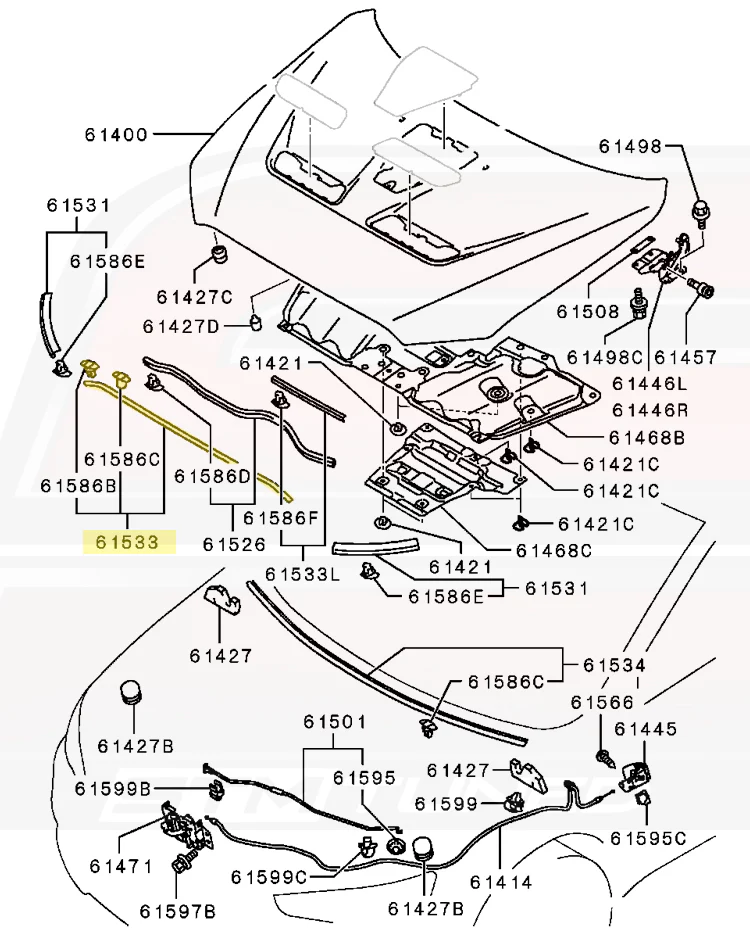 Mitsubishi OEM Hood Weatherstrip for Evo X (5902A067) - Image 4