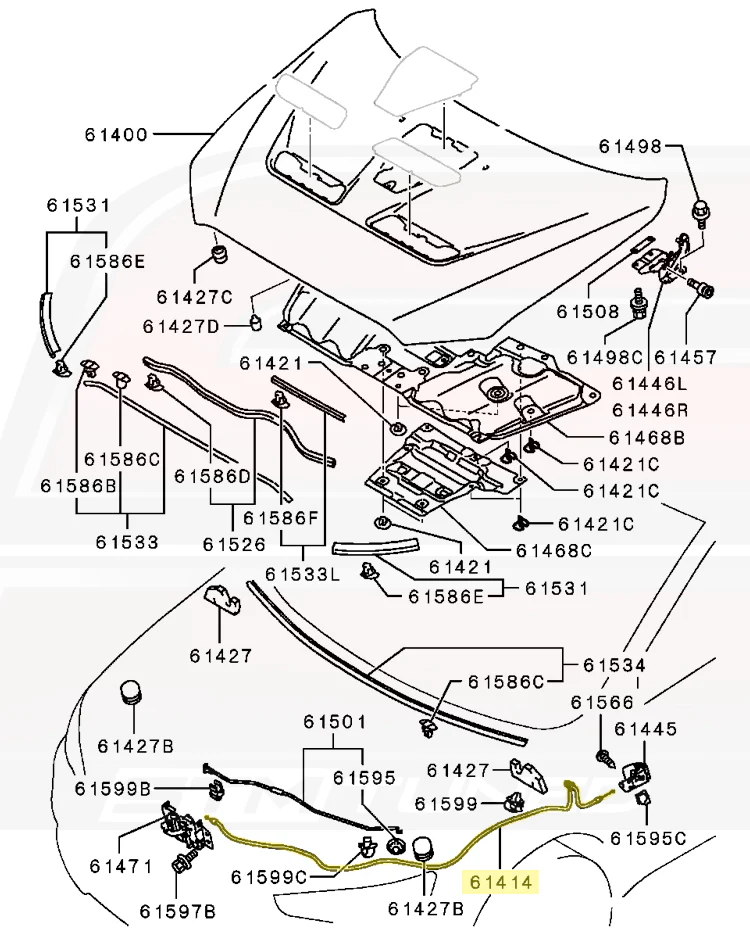 Mitsubishi OEM Hood Latch Cable for Evo X (5910A065) - Image 4